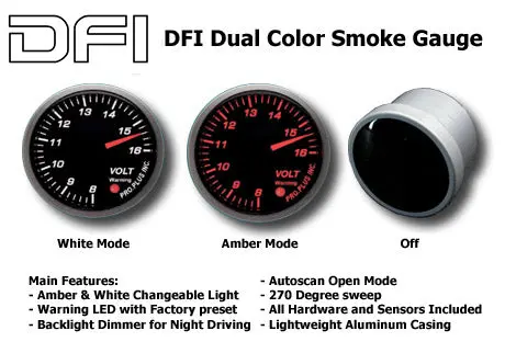 Dfi Amber/White Smoke Lens Gauge 52Mm - Volt 1