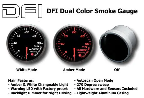 Dfi Amber/White Smoke Lens Gauge 52Mm - Vacuum (Bar) 1