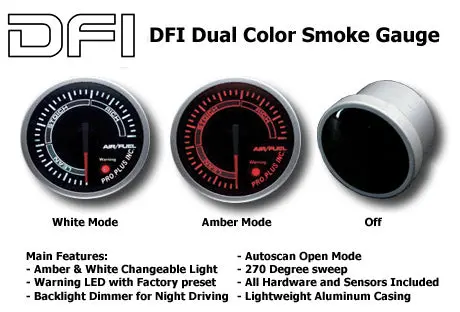 Dfi Amber/White Smoke Lens Gauge 52Mm - Air Fuel Ratio 1