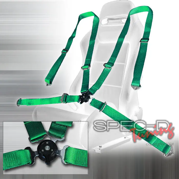 Universal 4 Point Cam Lock Seat Belt Green [Sd] 1