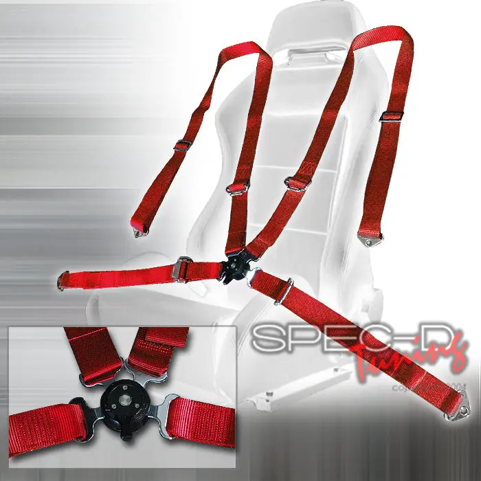 Universal 4 Point Cam Lock Seat Belt Red [Sd] 1