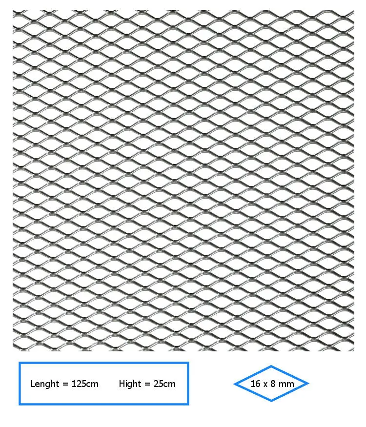 Universal Aluminium Racemesh Silver 125X25cm 1