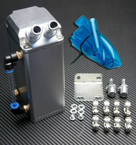 Universal Oil Catch Tank Silver Square + Installation Mat. 1