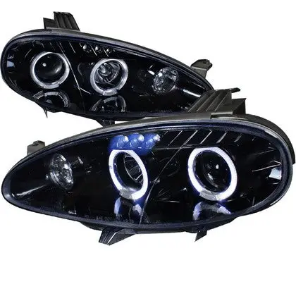 Mazda Mx5 01-05 Halo Style Projector Headlights Black + Led 1