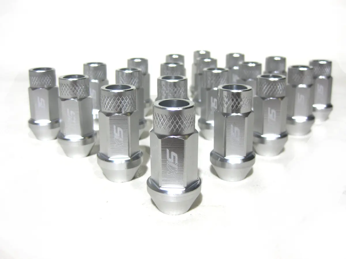 20X Six Lightweight Aluminium Lug Nuts 50Mm 12X1.25 Silver 1