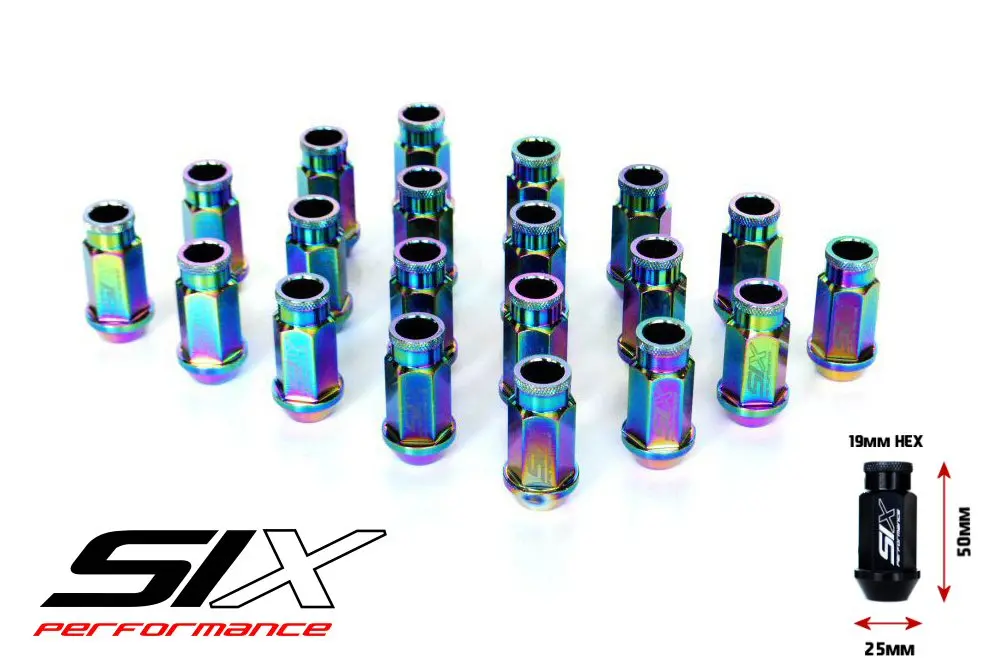 Six Lightweight Alu7075 Lug Nuts 50Mm 12X1.50 Neo Chrome V2 1