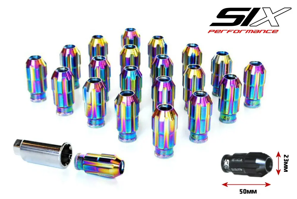 Six Lightweight Alu7075 Lug Nuts 12X1.25 Neochrome Antitheft 1