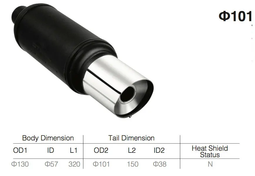 Universal Steel Exhaust 2.25 Inch +Stainless Polished Tip V1 1