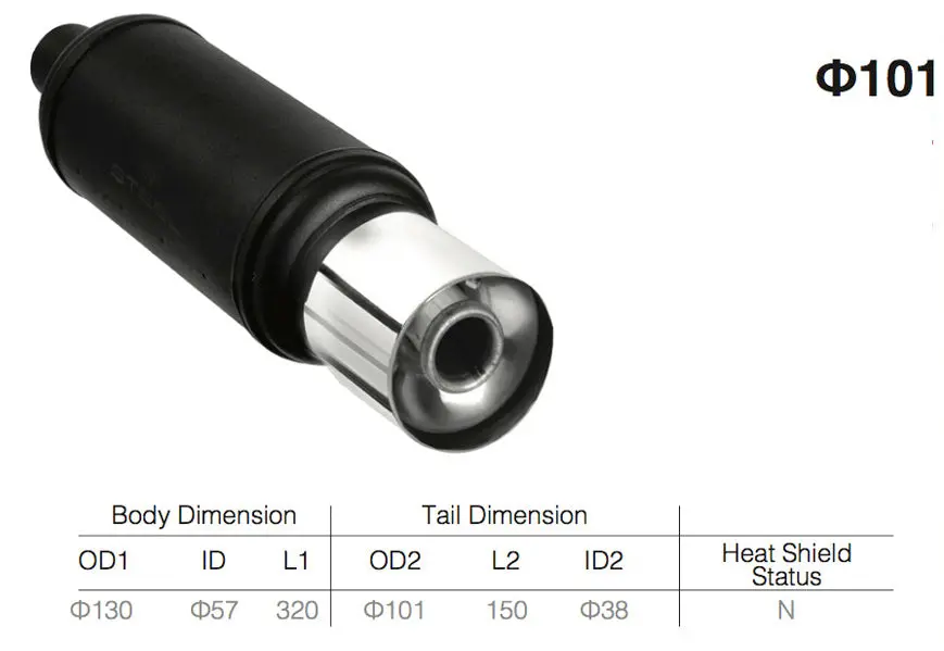 Universal Steel Exhaust 2.25 Inch +Stainless Polished Tip V2 1