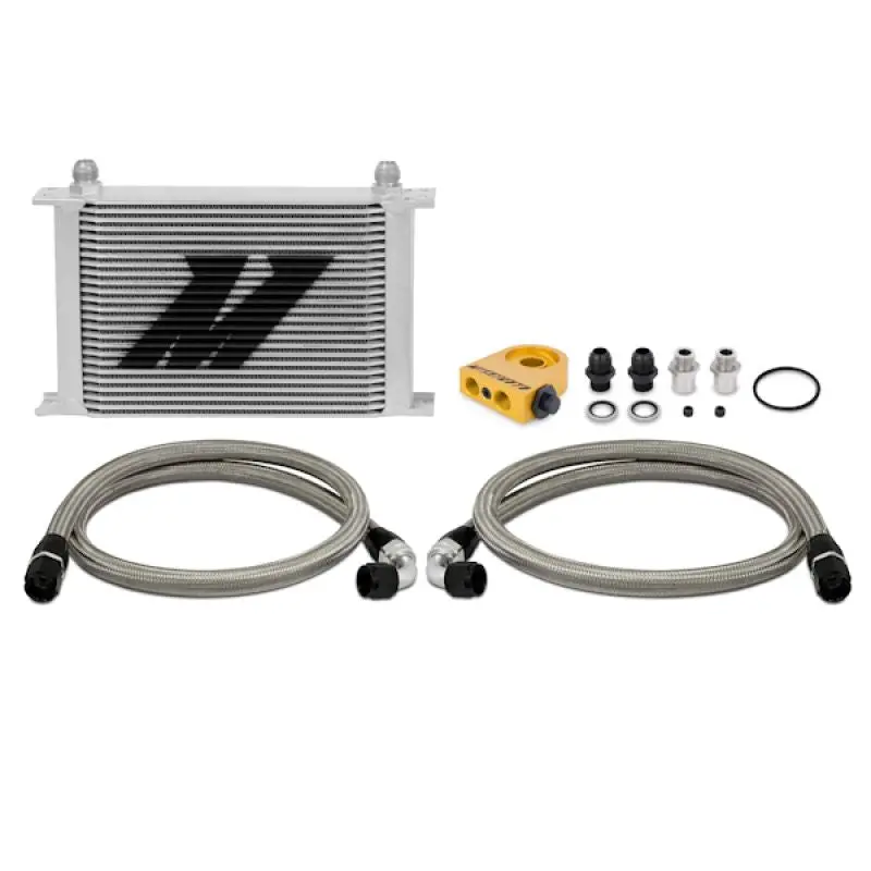 Universal Thermostatic Oil Cooler 25 Row Silver Mishimoto 1