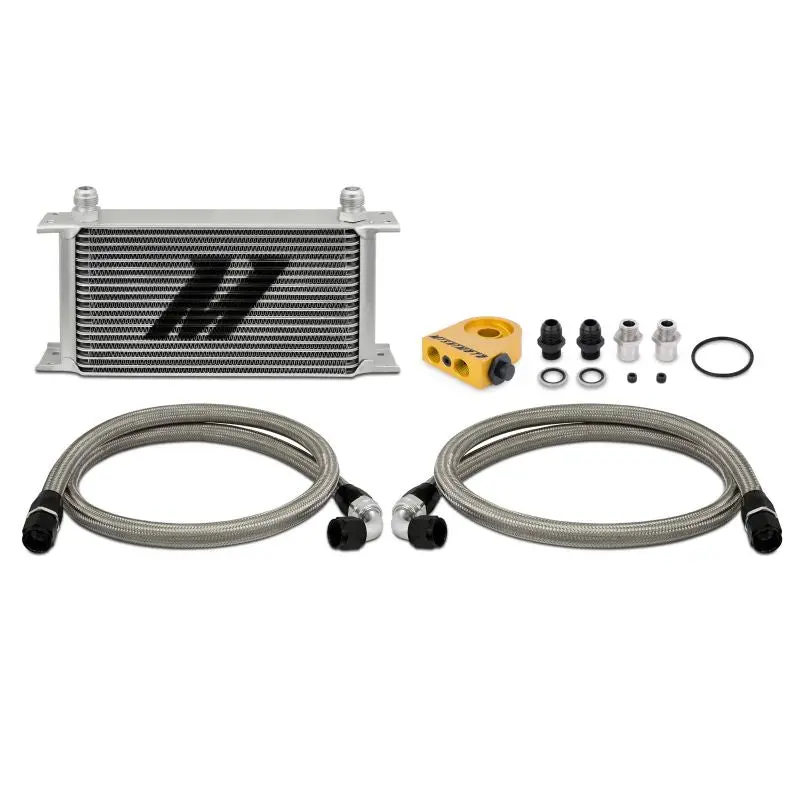 Universal Thermostatic Oil Cooler 19 Row Silver Mishimoto 1