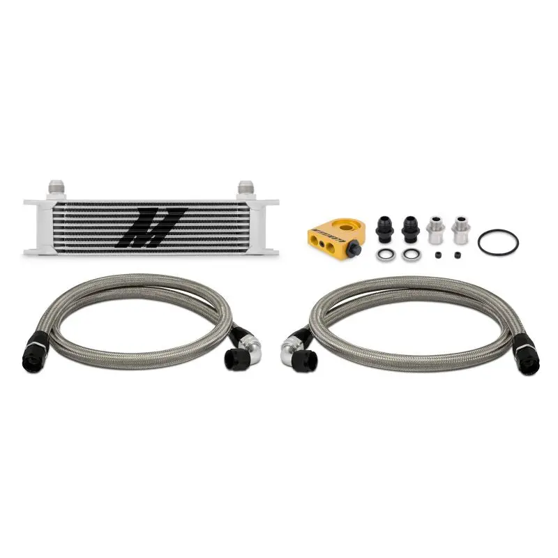 Universal Thermostatic Oil Cooler 10 Row Silver Mishimoto 1