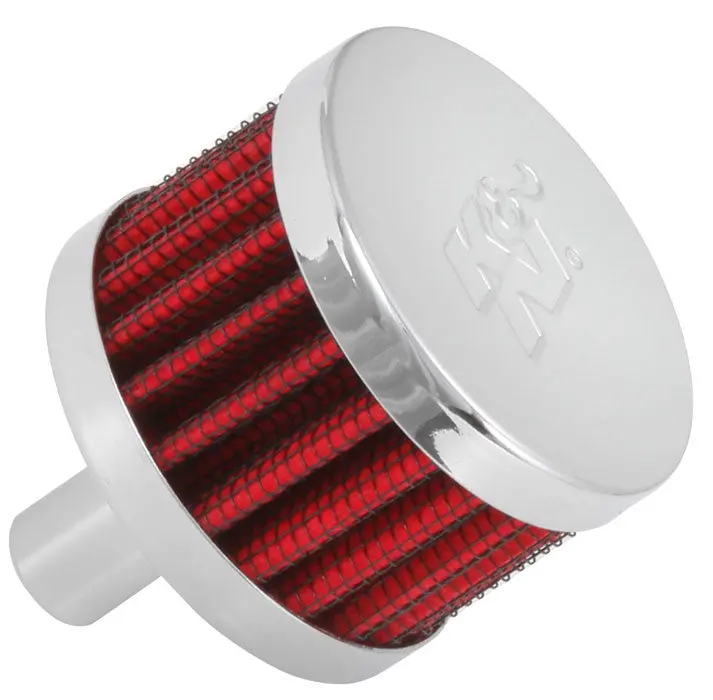K&N - Vent Air Filter/ Breather - C/V, 1/2" Vent, 2"Od, 1-1/2"H, Chrome (62-1015) 1