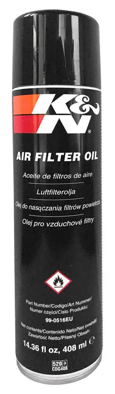 K&N - Air Filter Oil - 14.36 Fl Oz/408 Ml Aerosol - Non-Us - Filter Oil; Aerosol 14.36 Fl Oz/408 Ml (En/Es/Sv/Pl/Cz) (99-0516Eu) 1