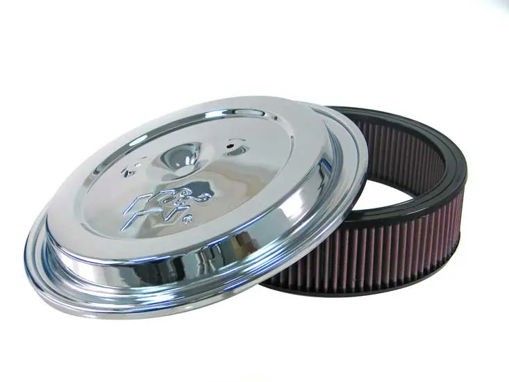 K&N - Replacement Air Filter W/Chrome Lid - Chrome/Top,2 Hl,W/E-1500; K&N Logo (Ce-1502) 1