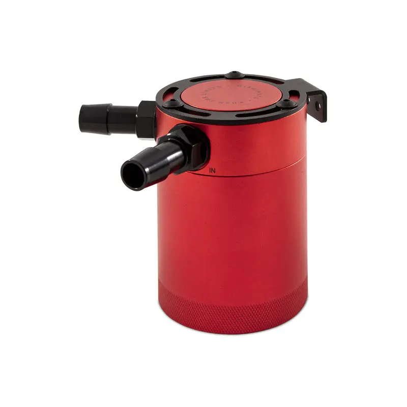 Universal Compact Baffled Oil Catch Can Kit 2-Port Red Mishimoto 1
