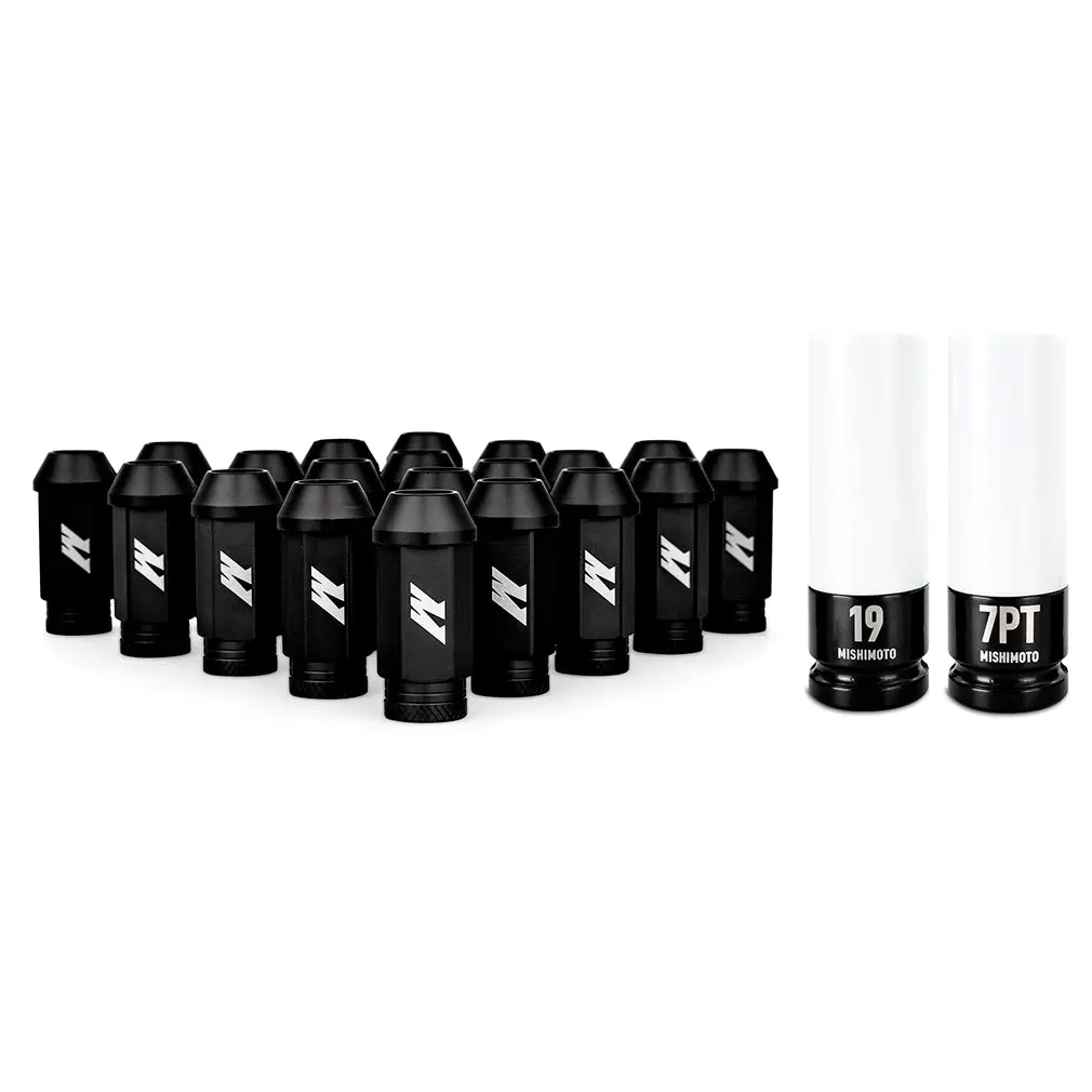 Aluminum Locking Lug Nuts M12x1.25, 20Pc Set, Black 1
