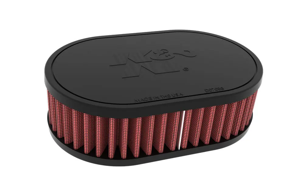 K&N - Universal Clamp-On Air Filter - 2-1/16"O/S Flg, 7" X 4-1/2", 2"H, Oval, W/Vent (Ru-071V) 1