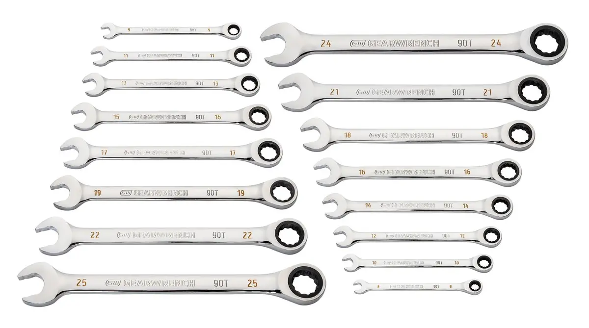 Gearwrench 86928 90-Tooth Ratcheting Combination Wrench Set 1