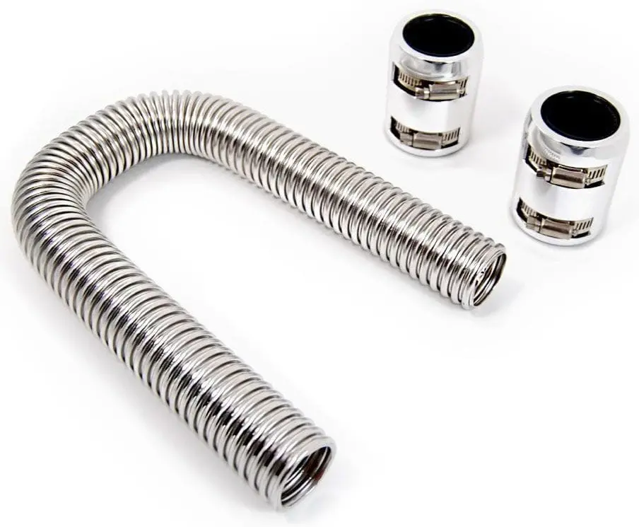 Stainless Steel Radiator Hose Kit – 12-Inch Length With Polished Chrome End Caps (Rpcr7302) 1